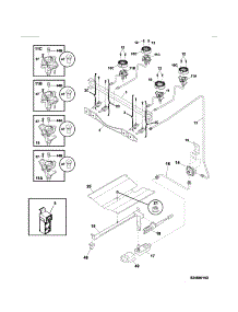 Burner parts for Kenmore Range 790.73233312 (79073233312, 790 73233312) from AppliancePartsPros.com