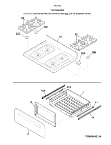 Top / Drawer parts for Kenmore Gas Range 790.74032314 (79074032314, 790 74032314) from AppliancePartsPros.com