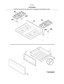Top / Drawer parts for Kenmore Range 790.74039313 (79074039313, 790 74039313) from AppliancePartsPros.com