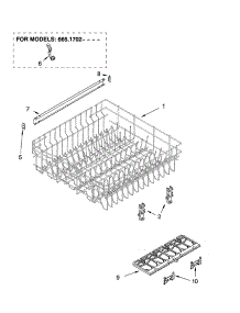 Upper Rack And Track Parts parts for Kenmore Dishwasher 665.17022400 (66517022400, 665 17022400) from AppliancePartsPros.com