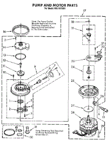 Pump And Motor parts for Kenmore Dishwasher 665.1675591 (6651675591, 665 1675591) from AppliancePartsPros.com
