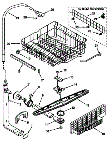 Upper Dishrack And Water Feed parts for Kenmore Dishwasher 665.16791790 (66516791790, 665 16791790) from AppliancePartsPros.com