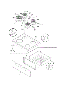Top / Drawer parts for Kenmore Range 790.6409030B (7906409030B, 790 6409030B) from AppliancePartsPros.com