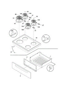 Top / Drawer parts for Kenmore Range 790.64091305 (79064091305, 790 64091305) from AppliancePartsPros.com