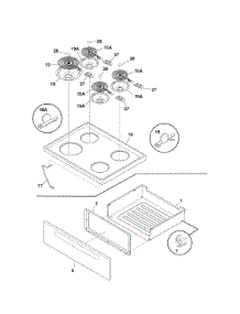 Top / Drawer parts for Kenmore Range 790.64091306 (79064091306, 790 64091306) from AppliancePartsPros.com