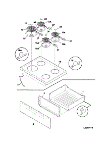Top / Drawer parts for Kenmore Range 790.6409130C (7906409130C, 790 6409130C) from AppliancePartsPros.com