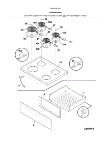 Top / Drawer parts for Kenmore Range 790.6409130E (7906409130E, 790 6409130E) from AppliancePartsPros.com