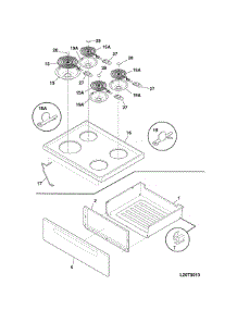 Top / Drawer parts for Kenmore Range 790.65312211 (79065312211, 790 65312211) from AppliancePartsPros.com