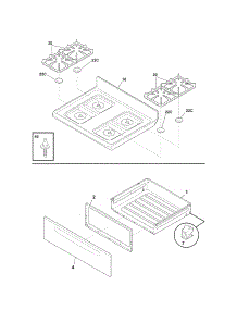 Top / Drawer parts for Kenmore Range 790.78531605 (79078531605, 790 78531605) from AppliancePartsPros.com