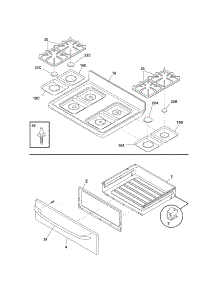 Top / Drawer parts for Kenmore Range 790.78583405 (79078583405, 790 78583405) from AppliancePartsPros.com