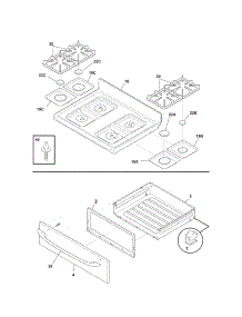 Top / Drawer parts for Kenmore Range 790.78628701 (79078628701, 790 78628701) from AppliancePartsPros.com