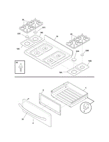 Top / Drawer parts for Kenmore Range 790.78628702 (79078628702, 790 78628702) from AppliancePartsPros.com