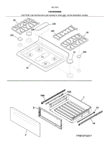 Top / Drawer parts for Kenmore Gas Range 790.74232317 (79074232317, 790 74232317) from AppliancePartsPros.com