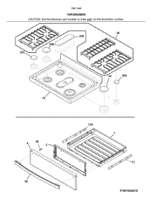 Top / Drawer parts for Kenmore Range 790.74469810 (79074469810, 790 74469810) from AppliancePartsPros.com