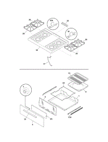 Top / Drawer parts for Kenmore Range 790.70271406 (79070271406, 790 70271406) from AppliancePartsPros.com