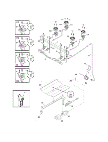 Burner parts for Kenmore Range 790.70503012 (79070503012, 790 70503012) from AppliancePartsPros.com