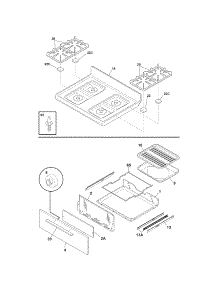 Top / Drawer parts for Kenmore Range 790.70509011 (79070509011, 790 70509011) from AppliancePartsPros.com