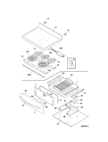 Top / Drawer parts for Kenmore Range 790.97473805 (79097473805, 790 97473805) from AppliancePartsPros.com