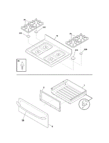 Top / Drawer parts for Kenmore Range 790.71343705 (79071343705, 790 71343705) from AppliancePartsPros.com