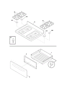 Top / Drawer parts for Kenmore Range 790.71352703 (79071352703, 790 71352703) from AppliancePartsPros.com
