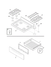 Top / Drwaer parts for Kenmore Range 790.71362702 (79071362702, 790 71362702) from AppliancePartsPros.com