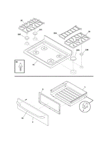 Top / Drwaer parts for Kenmore Range 790.71363703 (79071363703, 790 71363703) from AppliancePartsPros.com