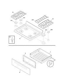 Top / Drawer parts for Kenmore Range 790.71372702 (79071372702, 790 71372702) from AppliancePartsPros.com