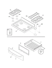 Top / Drawer parts for Kenmore Range 790.71373701 (79071373701, 790 71373701) from AppliancePartsPros.com