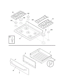 Top / Drawer parts for Kenmore Range 790.71383701 (79071383701, 790 71383701) from AppliancePartsPros.com
