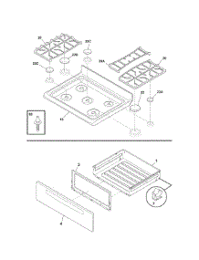 Top / Drawer parts for Kenmore Range 790.71389702 (79071389702, 790 71389702) from AppliancePartsPros.com