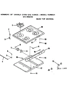 Main Top Section parts for Kenmore Range 911.7858310 (9117858310, 911 7858310) from AppliancePartsPros.com