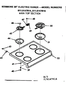Main Top Section parts for Kenmore Range 911.9147914 (9119147914, 911 9147914) from AppliancePartsPros.com
