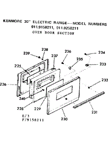 Oven Door Section parts for Kenmore Range 911.9158211 (9119158211, 911 9158211) from AppliancePartsPros.com