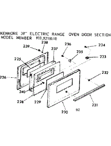 Oven Door Section parts for Kenmore Range 911.9218010 (9119218010, 911 9218010) from AppliancePartsPros.com