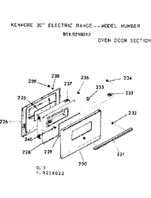 Oven Door Section parts for Kenmore Range 911.9218012 (9119218012, 911 9218012) from AppliancePartsPros.com