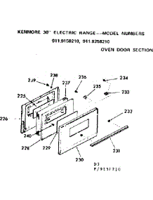 Oven Door Section parts for Kenmore Range 911.9258210 (9119258210, 911 9258210) from AppliancePartsPros.com