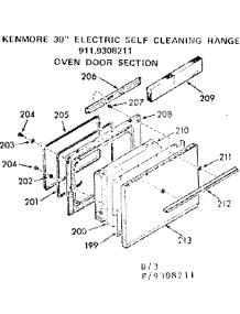 Oven Door Section parts for Kenmore Range 911.9308211 (9119308211, 911 9308211) from AppliancePartsPros.com