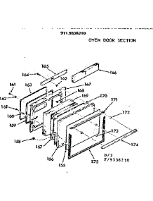 Oven Door Section parts for Kenmore Range 911.9338210 (9119338210, 911 9338210) from AppliancePartsPros.com