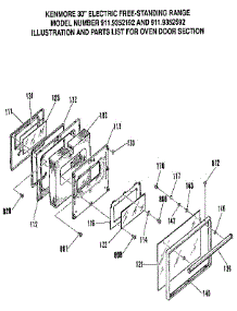 Oven Door Section parts for Kenmore Range 911.9352592 (9119352592, 911 9352592) from AppliancePartsPros.com