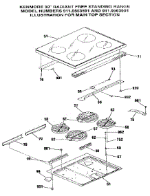 Main Top Section parts for Kenmore Range 911.9563591 (9119563591, 911 9563591) from AppliancePartsPros.com