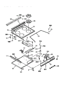 Main Top Section parts for Kenmore Range 911.3652191 (9113652191, 911 3652191) from AppliancePartsPros.com
