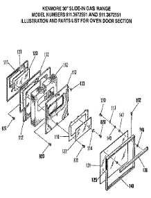 Oven Door Section parts for Kenmore Range 911.3672991 (9113672991, 911 3672991) from AppliancePartsPros.com