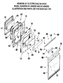 Door Section parts for Kenmore Wall Oven 911.4042592 (9114042592, 911 4042592) from AppliancePartsPros.com