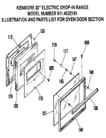 Oven Door Section parts for Kenmore Range 911.4522191 (9114522191, 911 4522191) from AppliancePartsPros.com