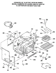 Body Section parts for Kenmore Range 911.4552091 (9114552091, 911 4552091) from AppliancePartsPros.com