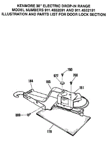 Door Lock Section parts for Kenmore Range 911.4552191 (9114552191, 911 4552191) from AppliancePartsPros.com