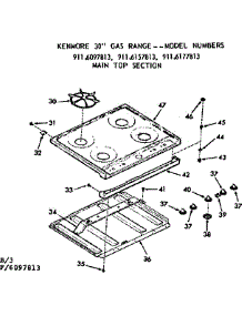 Main Top Section parts for Kenmore Range 911.6097813 (9116097813, 911 6097813) from AppliancePartsPros.com