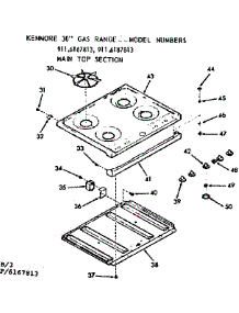Main Top Section parts for Kenmore Range 911.6167813 (9116167813, 911 6167813) from AppliancePartsPros.com