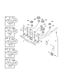 Burner parts for Kenmore Range 790.79463600 (79079463600, 790 79463600) from AppliancePartsPros.com