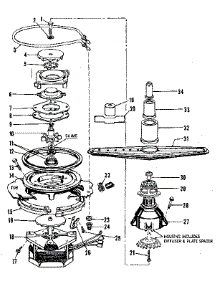 Motor, Heater, And Spray Arm Details parts for Kenmore Dishwasher 587.1416085 (5871416085, 587 1416085) from AppliancePartsPros.com